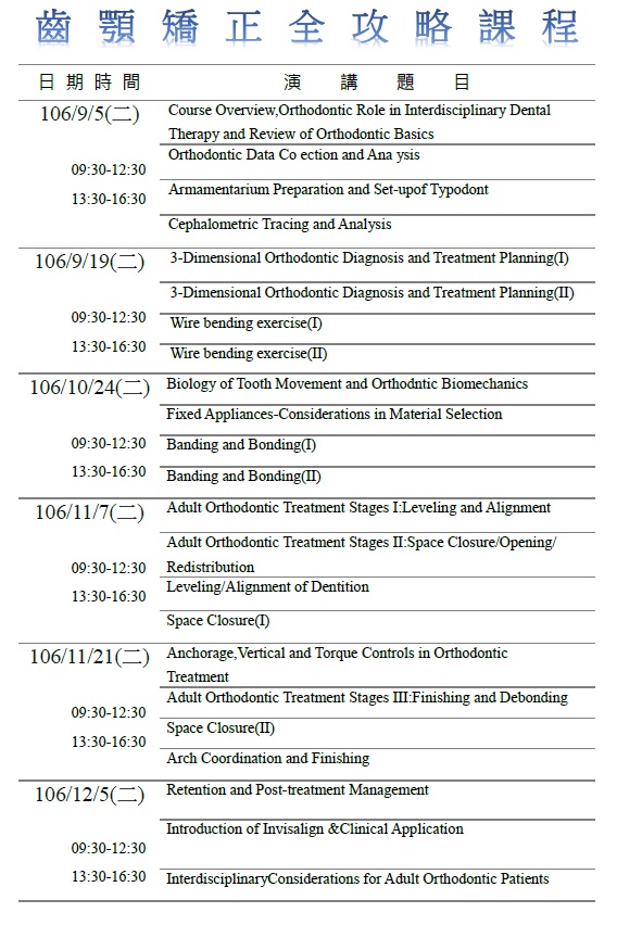 齒顎矯正全攻略課程
